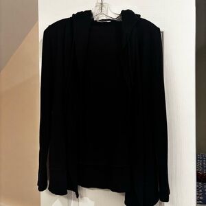 78 & Sunny Solid Black Hooded Cardigan